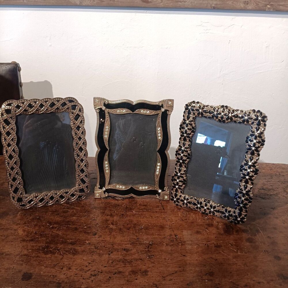 VTG Inspired Papyrus Gothic Photo Frames Vanity Set of 3 Fairycore Black Gold 3D